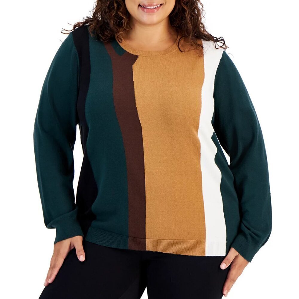 Calvin Klein Colorblocked Crewneck Sweater in Malachite Combo NWT
